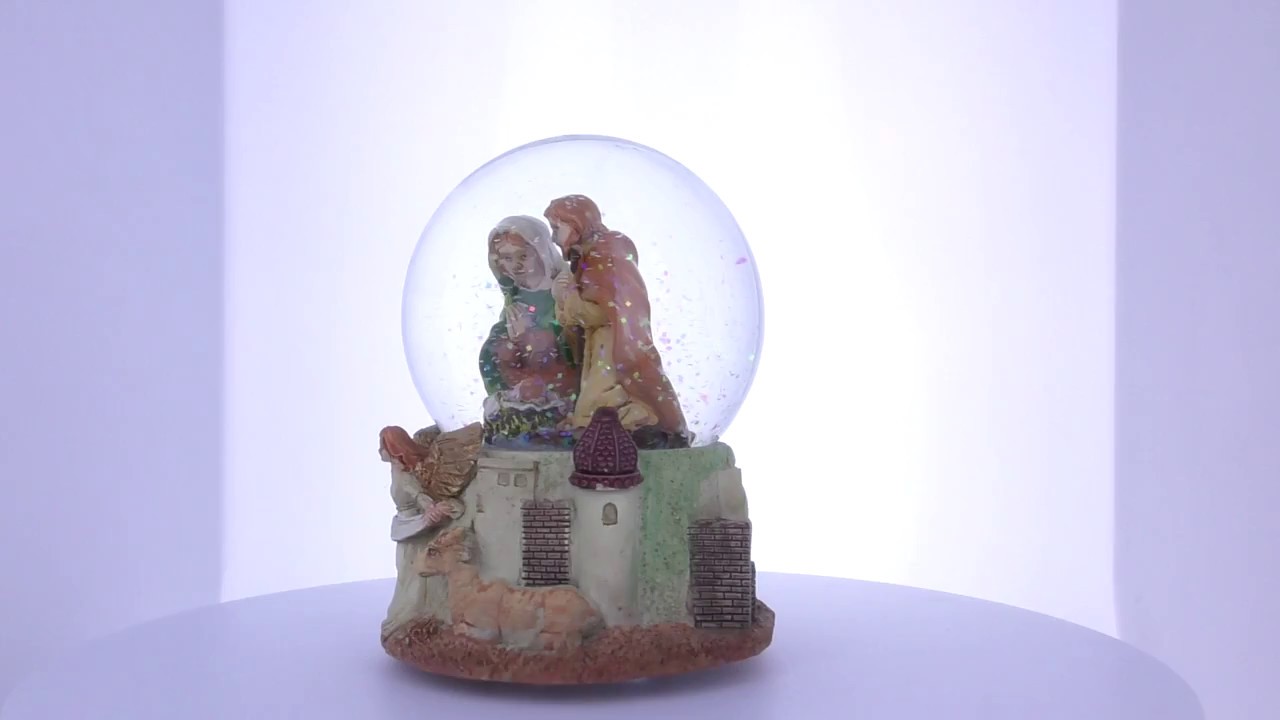 Nativity Scene with Guardian Angel Musical Water Snow Globe - PM-22