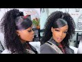 SWOOP BANGS on a Curly Half Up/Dwn SEW-IN | BeautyForever Hair