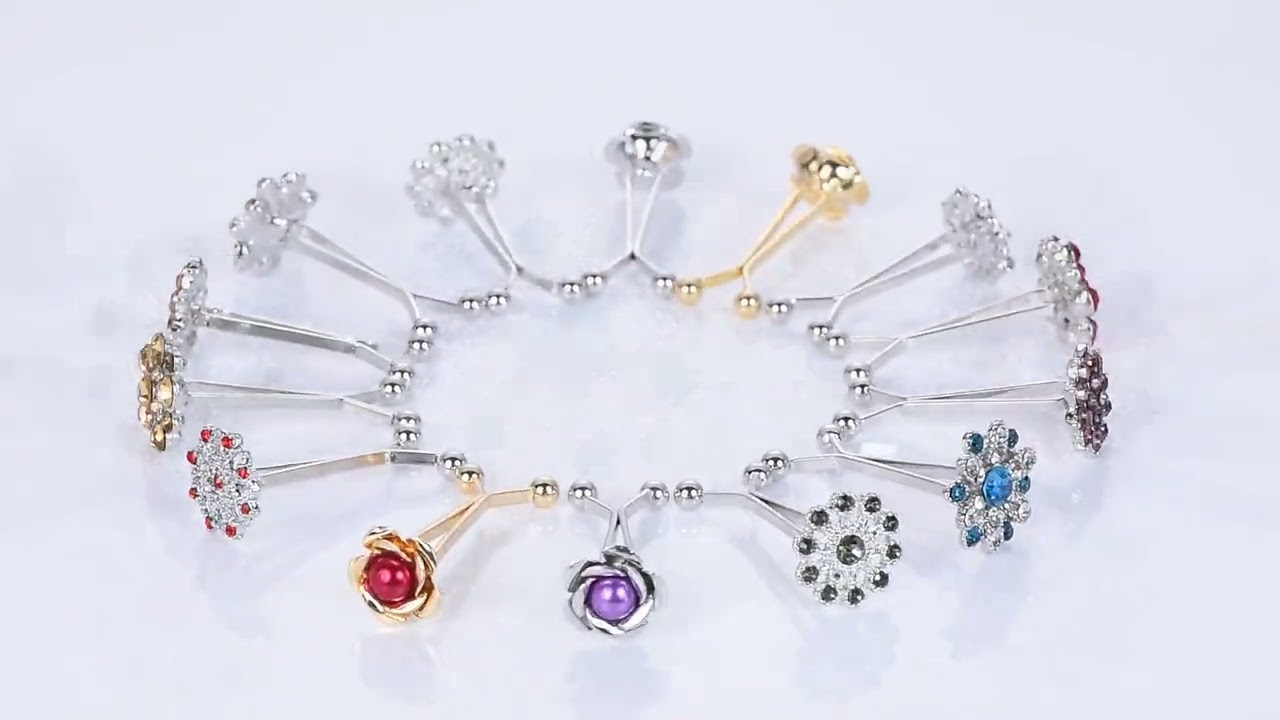 10/12 Pieces Rhinestones/Pearl Hijab Scarf Clips Clasp Headscarf Shawl Brooch Pins