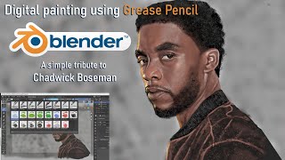 Chadwick Boseman (Black Panther) Digital Painting, Time-lapse