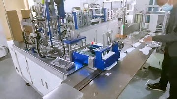 KF94 fish type face masks production line integrated with four sides bags sealing packing machine