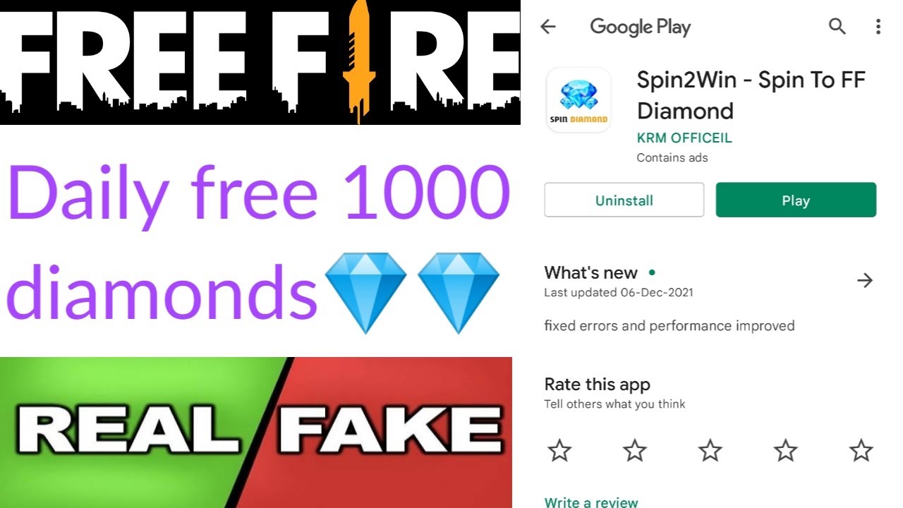 Spin2Win app real or fake | free diamonds | Garena free fire | Tech Lover DK