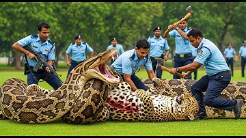 Unbelievable Rescue: Giant Python Attacks Leopard in Shocking Jungle Battle