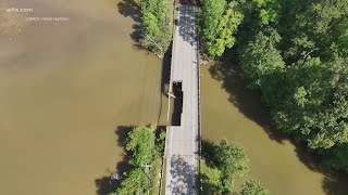 Whats left of bridge that collapsed in Pickens County