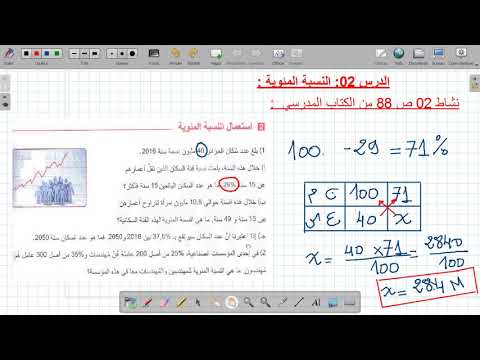 الدرس  الجزء  النسبة المئوية السنة الثالثة متوسط