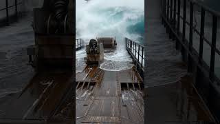 Ship Security Camera Caught Cyclone Green Water on Deck #Shorts