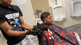 I TURNED MY SCHOOL BATHROOM INTO A BARBERSHOP!!!HE CUT IT ALL OFF