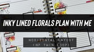 Inky Lined Florals Plan with Me | horizontal Layout | Happy Planner