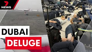 Australians left in limbo in a Dubai deluge - mass flight cancellations | 7 News Australia