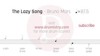 Bruno Mars - The Lazy Song Drum Score