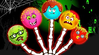 Spooky Cake Pops With Skeletons On Finger Family Song 💀😱🍭 | Halloween Songs For Kids