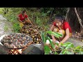 Adventure in forest catch a lot snails in the river for foodsnail curry spice delicious for dinner