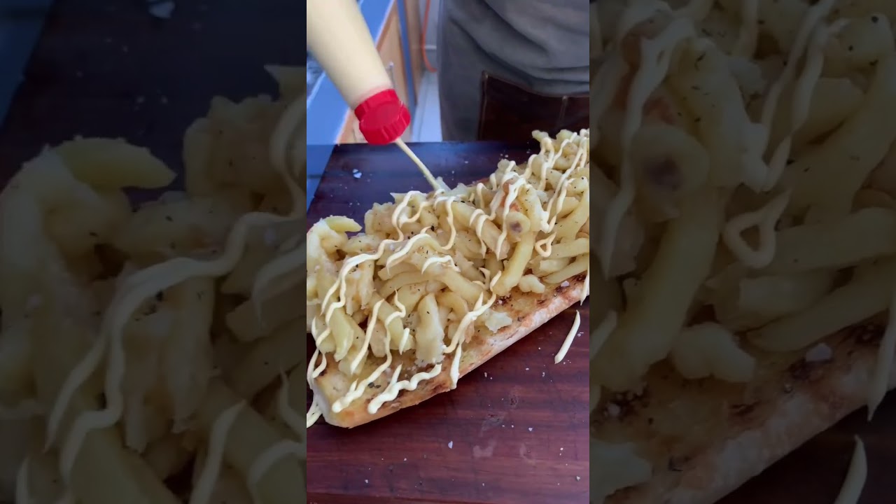 Easy enough to make - quick Chip Butty. 🥖 - Bun 🫒 - Olive oil 🍟 - Fries/ chips  