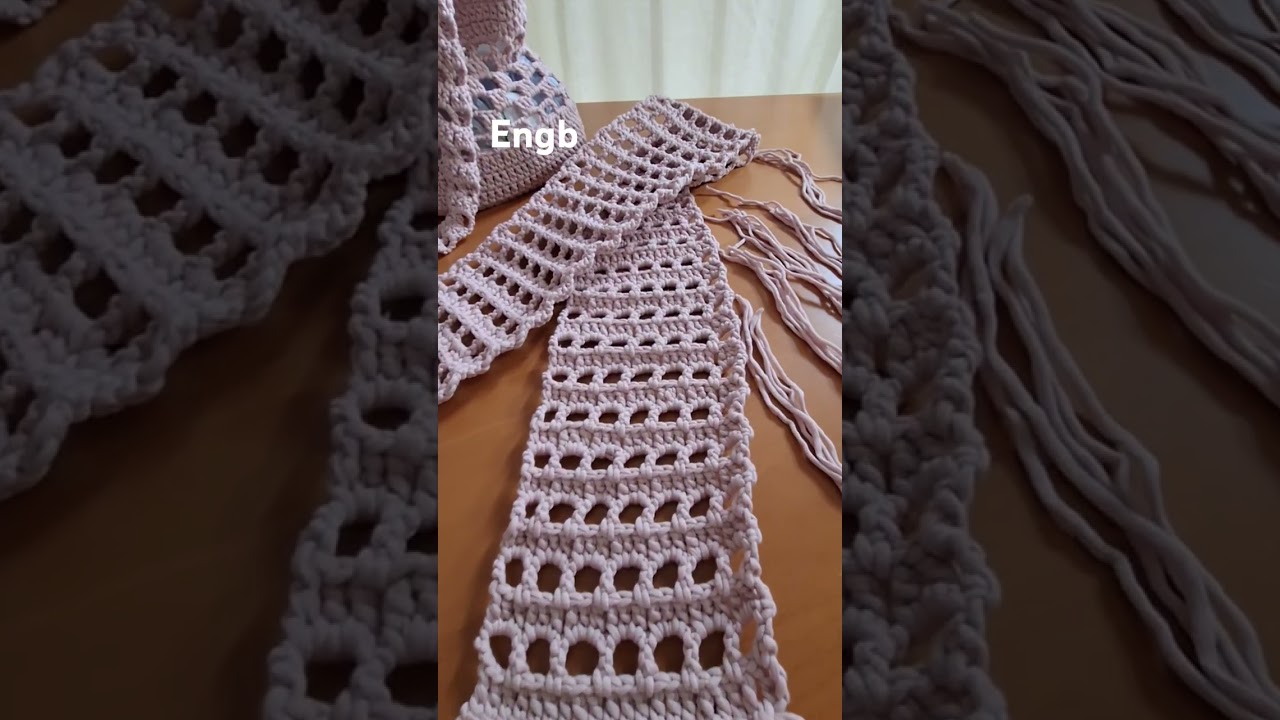 Crocheting for a good cause, Light pink scarf and shoulder bag designs by Abeth.