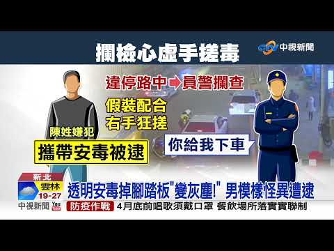 傻眼 ! 駕駛違停遭攔"狂搓手" 竟想把安毒"搓成灰"│中視新聞 20220417