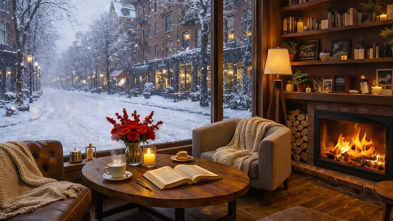 Relaxing Winter Jazz Music at Cozy Coffee Shop Ambience ⛄ Warm Jazz Instrumental Music for Studying