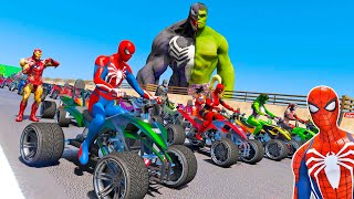 HOMEM ARANHA e SUPER HERÓIS com CARROS vs HULK VENOM Fusão - GTA V