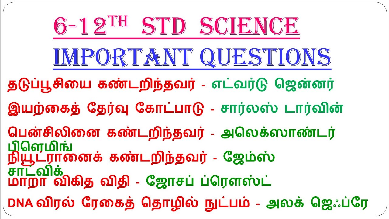 6-12TH SCIENCE IMPORTANT QUESTIONS TEST 🔥💯, TNTET EXAM 🔥💯,SI EXAM 🔥🎯
