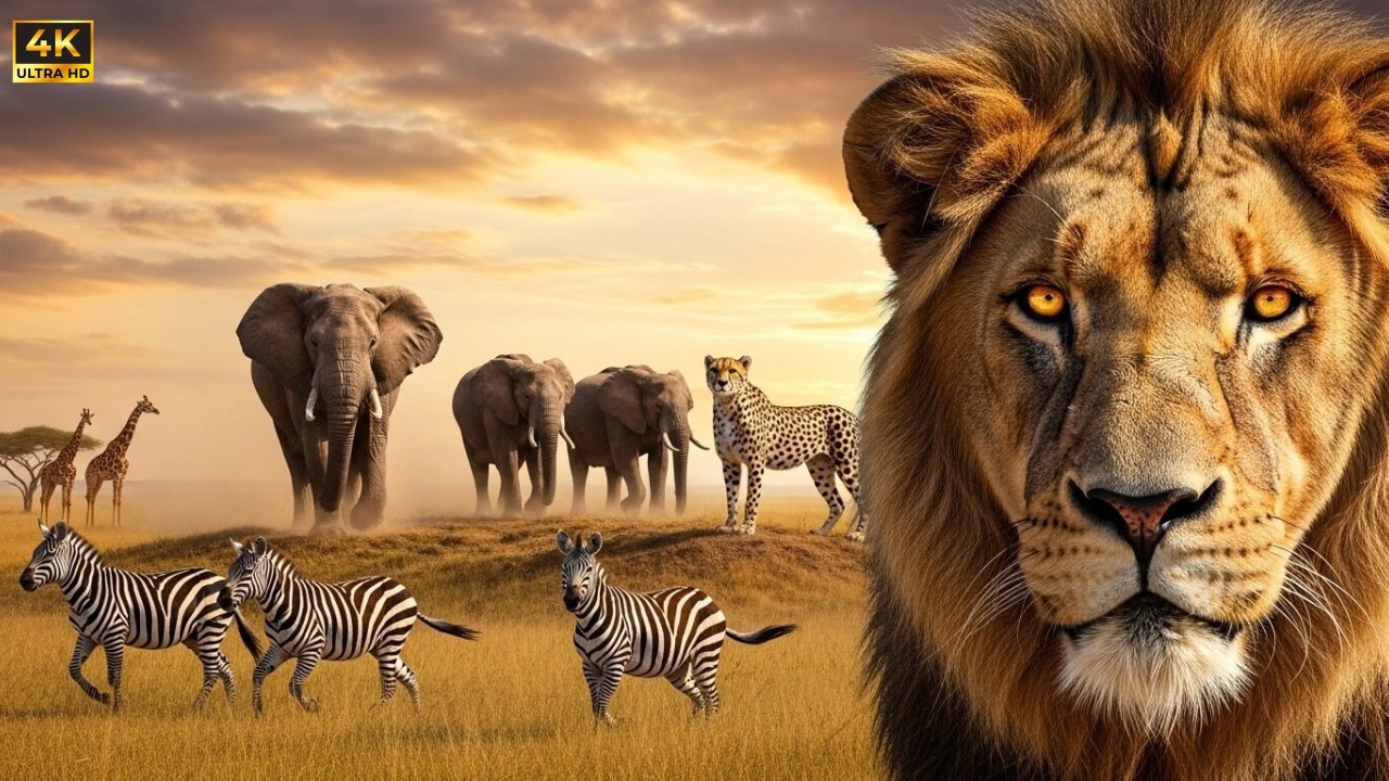 Incredible African Safari 4K | Lions, Elephants, Cheetahs & Leopards at Magical Savanna Sunset