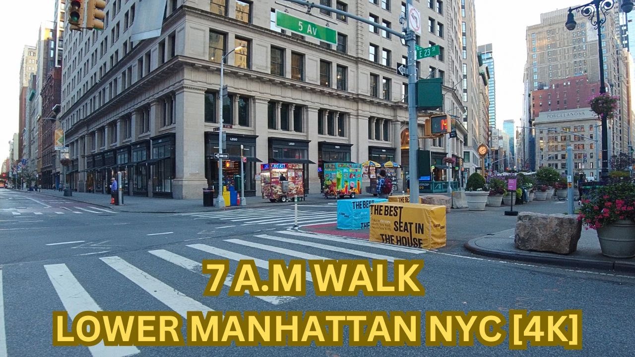 7 A.M. Walk  in Lower Manhattan. September 2025 New York City Walking Tour 4K
