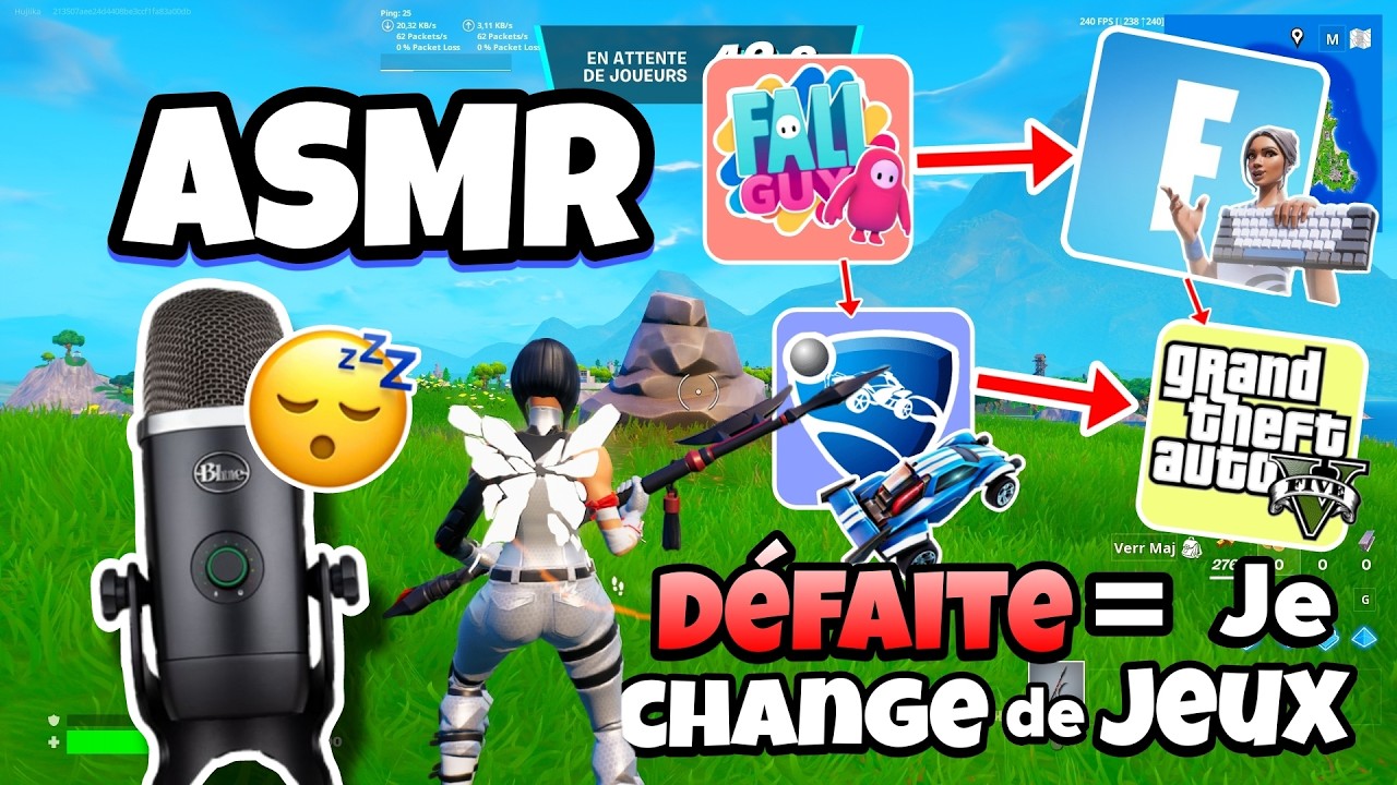 ASMR Français • FORTNITE mais a CHAQUE DEFAITE JE CHANGE DE JEUX ! 😴💤 #3
