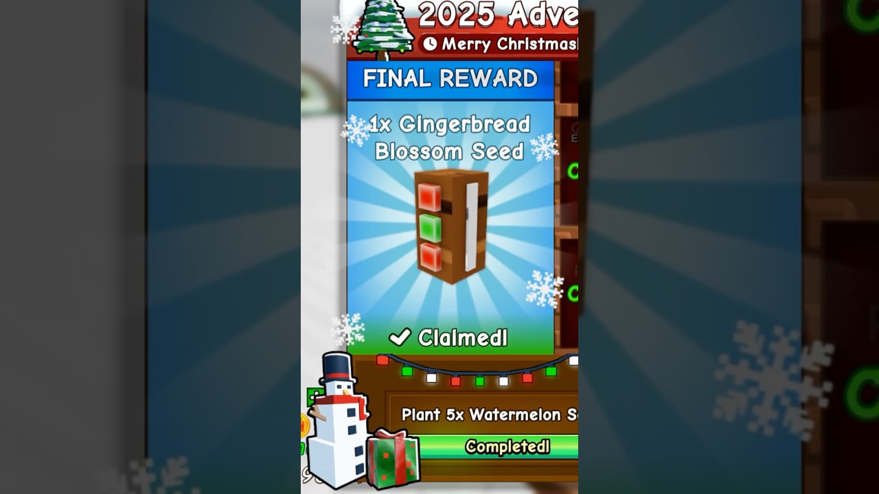 Grow A Garden Day 19 (Advent Calendar 2025) (FINALLY CLAIMING THE GINGERBREAD BLOSSOM SEED!)