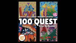 100 QUEST Color By Number :Valentine’s Day+Easter+Halloween+ Christmas(Black Edition) - IntArtMedia