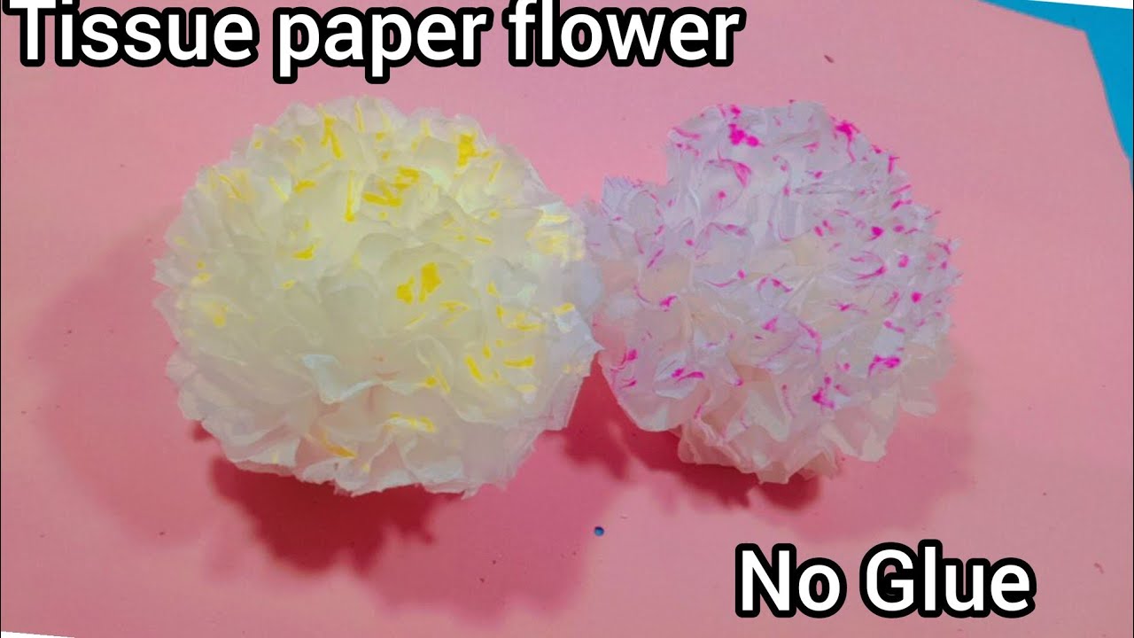 Flower with tissue paper||No glue