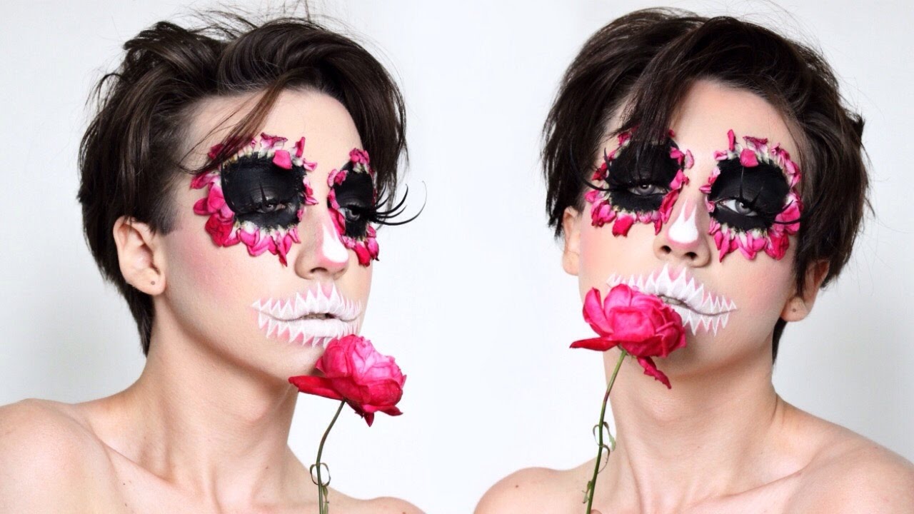 ROSE SUGAR SKULL HALLOWEEN Makeup Tutorial Damn Tee YouTube