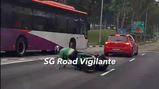 18apr2026 Bishan  #SMS1312P vw golf gave way to bus and got  rear ended by grabfood rider #FBS5111G