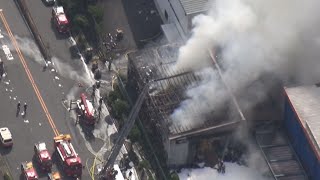 会社倉庫で火災、1人搬送 大阪・西淀川