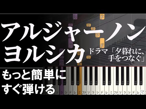 ピアノ 簡単【アルジャーノン】ヨルシカ 初心者 ドラマ「夕暮れに、手をつなぐ」 もっと簡単に 誰でも弾ける Piano Tutorial Easy beginner