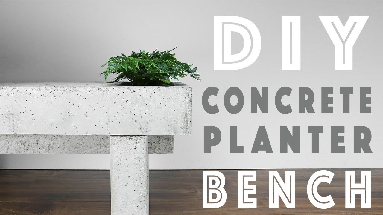 DIY Modern Concrete Bench BuiltIn Planters YouTube