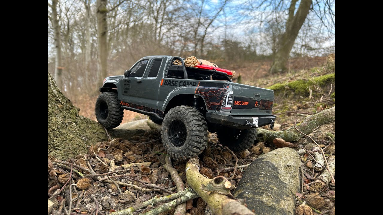 Axial Base Camp   new version   first run modded with new tires and shortened bed