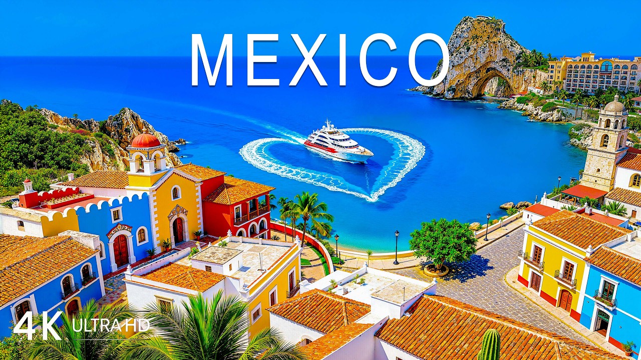 [4K] Мексика 🇲🇽 Ривьера Майя, бирюзовые Карибские острова и прибрежный рай