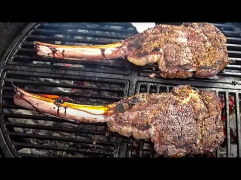 Tomahawk Rib Eye Steaks on the Grill! - YouTube