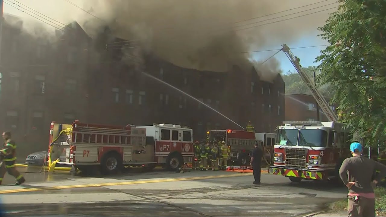 Massive fire burning at apartment building in Squirrel Hill