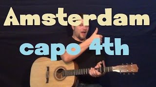 Amsterdam (Imagine Dragons) Easy Strum Guitar Lesson How to Play Tutorial Capo 4th Fret