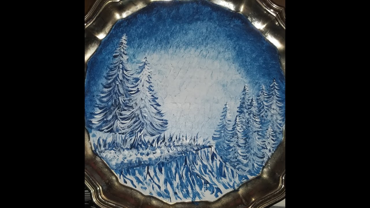 Snowy winter acrylic painting for beginners - learn how to paint it
