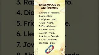 10 ejemplos de antónimos #antónimos #aprender #aprenderespañol #clases