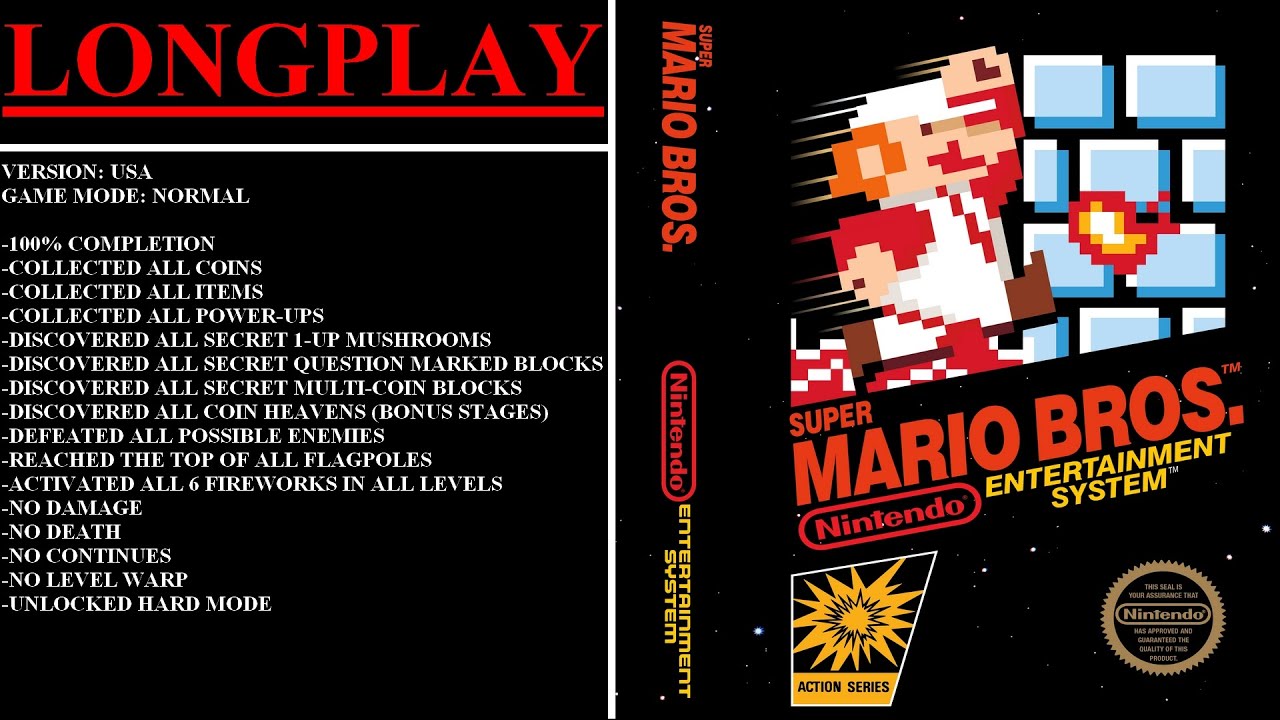 Super Mario Bros. [USA] (NES) - (Longplay | Normal Mode | 100%)