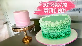 🇬🇩 GRENADIAN BAKER CREATES 2 TIER WEDDING CAKE | MINT GREEN OMBRÉ RUFFLES & PINK MARBLE FONDANT screenshot 3