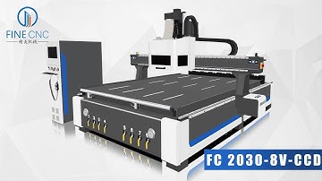 FINECNC FC2030-8V-CCD CNC ROUTER WITH 9KW ATC SPINDLE AND VIBRATION KNIFE AND CCD