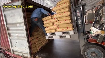 25kg bag EPS expanded polystyrene EPS resin loading container video