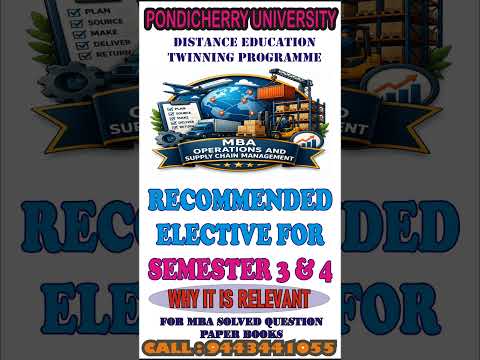 MBA OSCM PONDICHERRY UNIVERSITY DD & TWINNING RECOMMENDED ELECTIVE FOR SEM 3 & 4 #MBA