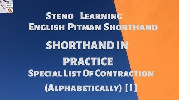 Special List of Contraction [ I ] in Stenography |List of Contraction in Shorthand by Steno Learning