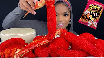 KING CRAB SEAFOOD BOIL| FRIED HOT CHEETOS KING CRAB| LOBSTER TAILS | WITH CHEESE 🥵