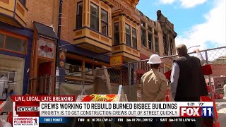 Bricks from burned historic buildings in Bisbee coming down, at least partially