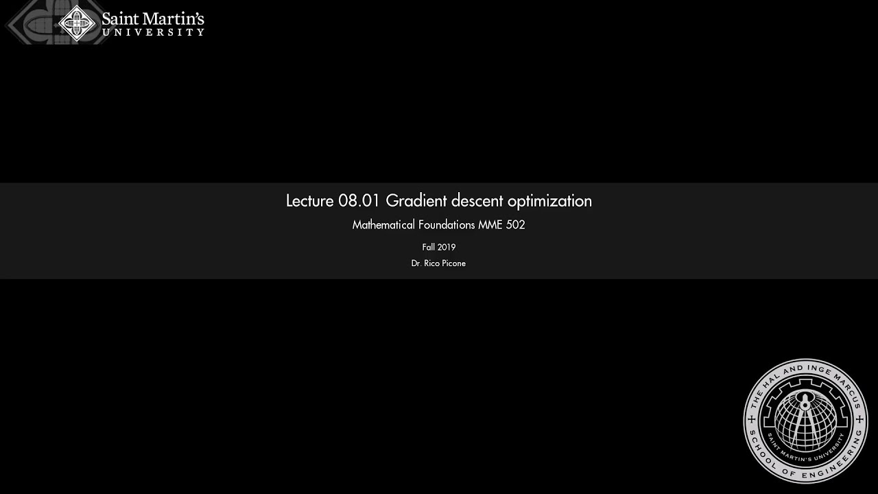 08.01 Gradient descent optimization - YouTube