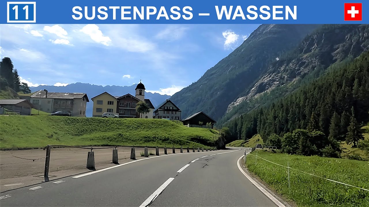 Driving in Switzerland. Sustenstrasse from Sustenpass to Wassen. 4K